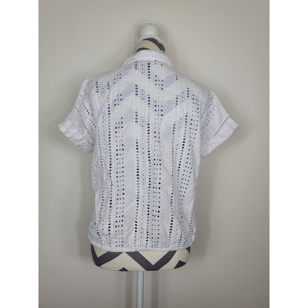 Calligraphie Sz S Eyelet Top Womens 100% Cotton Short Sleeve Boho Cottagecore - Picture 2 of 7